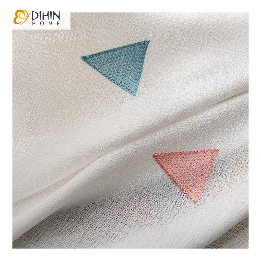 DIHIN HOME Cartoon Colorful Geometric Sheer Curtain,Grommet Window Curtain for Living Room ,52x63-inch,1 Panel Roman Shades Curtains Window Blinds custom curtains blackout curtains curtains for living room sheer curtains curtain fabric linen curtains kitchen curtains velvet curtains pinch pleat curtains bay window curtains outdoor curtains pleated curtains floral curtains dining room curtains kitchen valances drapes for bedroom patio curtains nursery curtains grommet curtains