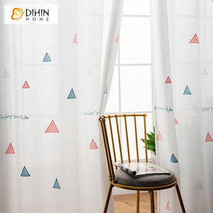 DIHIN HOME Cartoon Colorful Geometric Sheer Curtain,Grommet Window Curtain for Living Room ,52x63-inch,1 Panel Roman Shades Curtains Window Blinds custom curtains blackout curtains curtains for living room sheer curtains curtain fabric linen curtains kitchen curtains velvet curtains pinch pleat curtains bay window curtains outdoor curtains pleated curtains floral curtains dining room curtains kitchen valances drapes for bedroom patio curtains nursery curtains grommet curtains