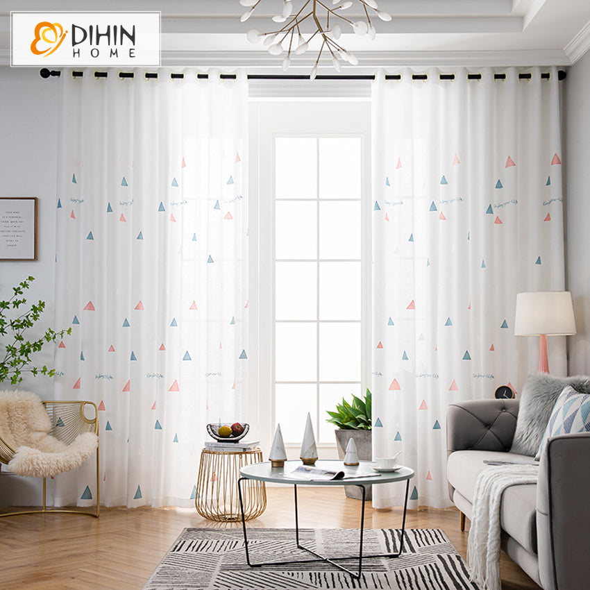 DIHIN HOME Cartoon Colorful Geometric Sheer Curtain,Grommet Window Curtain for Living Room ,52x63-inch,1 Panel Roman Shades Curtains Window Blinds custom curtains blackout curtains curtains for living room sheer curtains curtain fabric linen curtains kitchen curtains velvet curtains pinch pleat curtains bay window curtains outdoor curtains pleated curtains floral curtains dining room curtains kitchen valances drapes for bedroom patio curtains nursery curtains grommet curtains