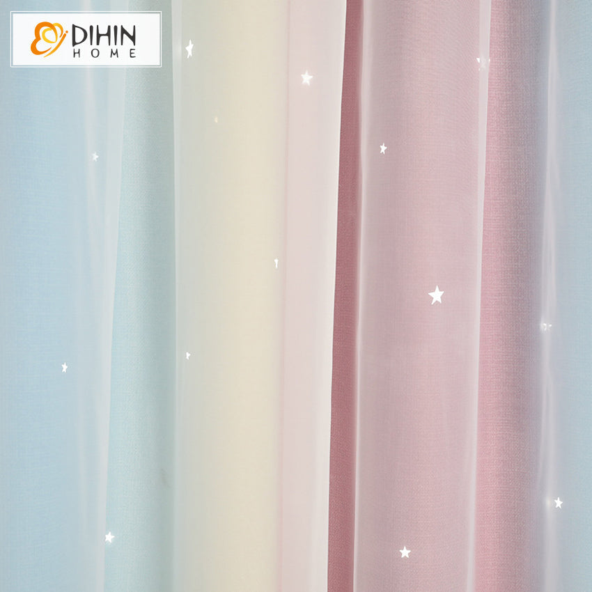 DIHIN HOME Cartoon Colorful Printed Curtains With Lace,Blackout Grommet Window Curtain for Living Room ,52x63-inch,1 Panel Roman Shades Curtains Window Blinds custom curtains blackout curtains curtains for living room sheer curtains curtain fabric linen curtains kitchen curtains velvet curtains pinch pleat curtains bay window curtains outdoor curtains pleated curtains floral curtains dining room curtains kitchen valances drapes for bedroom patio curtains nursery curtains grommet curtains