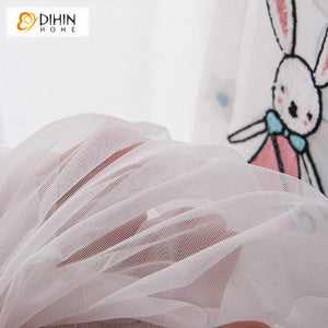 DIHIN HOME Cartoon Colorful Rabbits Embroidered Sheer Curtain, Grommet Window Curtain for Living Room ,52x63-inch,1 Panel Roman Shades Curtains Window Blinds custom curtains blackout curtains curtains for living room sheer curtains curtain fabric linen curtains kitchen curtains velvet curtains pinch pleat curtains bay window curtains outdoor curtains pleated curtains floral curtains dining room curtains kitchen valances drapes for bedroom patio curtains nursery curtains grommet curtains