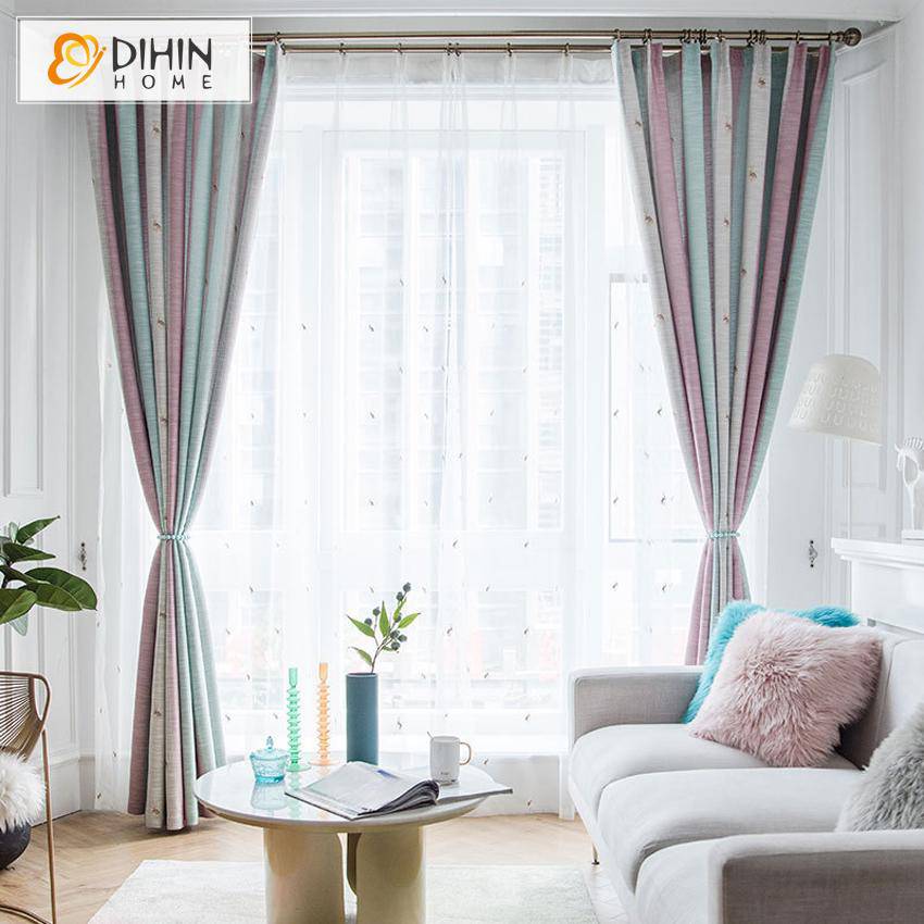 DIHIN HOME Cartoon Cotton Linen Embroidered Curtains，Blackout Grommet Window Curtain for Living Room ,52x63-inch,1 Panel Roman Shades Curtains Window Blinds custom curtains blackout curtains curtains for living room sheer curtains curtain fabric linen curtains kitchen curtains velvet curtains pinch pleat curtains bay window curtains outdoor curtains pleated curtains floral curtains dining room curtains kitchen valances drapes for bedroom patio curtains nursery curtains grommet curtains