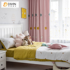 DIHIN HOME Cartoon Dreaming Stars and Pony Embroidered Curtains,Grommet Window Curtain for Living Room ,52x63-inch,1 Panel Roman Shades Curtains Window Blinds custom curtains blackout curtains curtains for living room sheer curtains curtain fabric linen curtains kitchen curtains velvet curtains pinch pleat curtains bay window curtains outdoor curtains pleated curtains floral curtains dining room curtains kitchen valances drapes for bedroom patio curtains nursery curtains grommet curtains