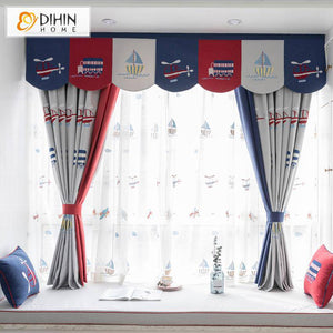 DIHIN HOME Cartoon Embroidered Curtain With Valance,Blackout Curtains Grommet Window Curtain for Living Room ,52x84-inch,1 Panel Roman Shades Curtains Window Blinds custom curtains blackout curtains curtains for living room sheer curtains curtain fabric linen curtains kitchen curtains velvet curtains pinch pleat curtains bay window curtains outdoor curtains pleated curtains floral curtains dining room curtains kitchen valances drapes for bedroom patio curtains nursery curtains grommet curtains