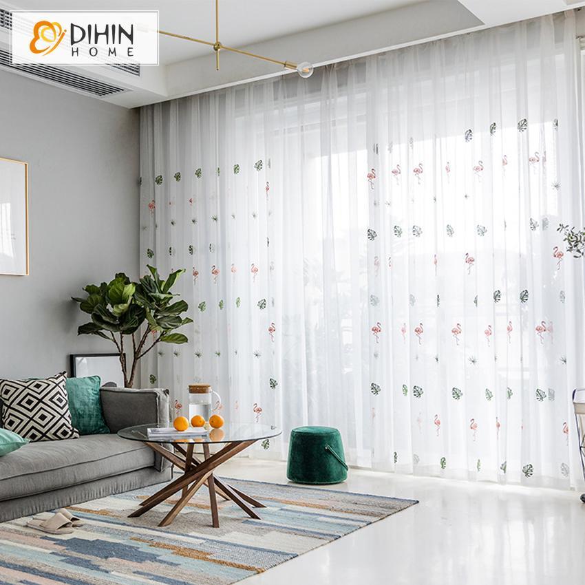 DIHIN HOME Cartoon Embroidered Flamingo Sheer Curtain, Grommet Window Curtain for Living Room ,52x63-inch,1 Panel Roman Shades Curtains Window Blinds custom curtains blackout curtains curtains for living room sheer curtains curtain fabric linen curtains kitchen curtains velvet curtains pinch pleat curtains bay window curtains outdoor curtains pleated curtains floral curtains dining room curtains kitchen valances drapes for bedroom patio curtains nursery curtains grommet curtains