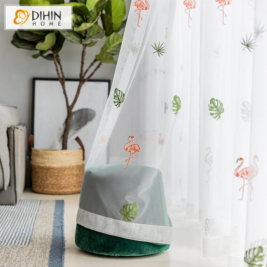 DIHIN HOME Cartoon Embroidered Flamingo Sheer Curtain, Grommet Window Curtain for Living Room ,52x63-inch,1 Panel Roman Shades Curtains Window Blinds custom curtains blackout curtains curtains for living room sheer curtains curtain fabric linen curtains kitchen curtains velvet curtains pinch pleat curtains bay window curtains outdoor curtains pleated curtains floral curtains dining room curtains kitchen valances drapes for bedroom patio curtains nursery curtains grommet curtains