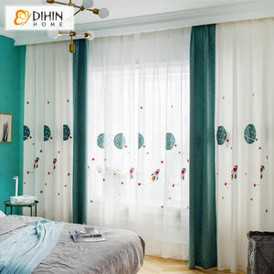 DIHIN HOME Cartoon Embroidered Spliced Curtains，Blackout Grommet Window Curtain for Living Room ,52x63-inch,1 Panel Roman Shades Curtains Window Blinds custom curtains blackout curtains curtains for living room sheer curtains curtain fabric linen curtains kitchen curtains velvet curtains pinch pleat curtains bay window curtains outdoor curtains pleated curtains floral curtains dining room curtains kitchen valances drapes for bedroom patio curtains nursery curtains grommet curtains
