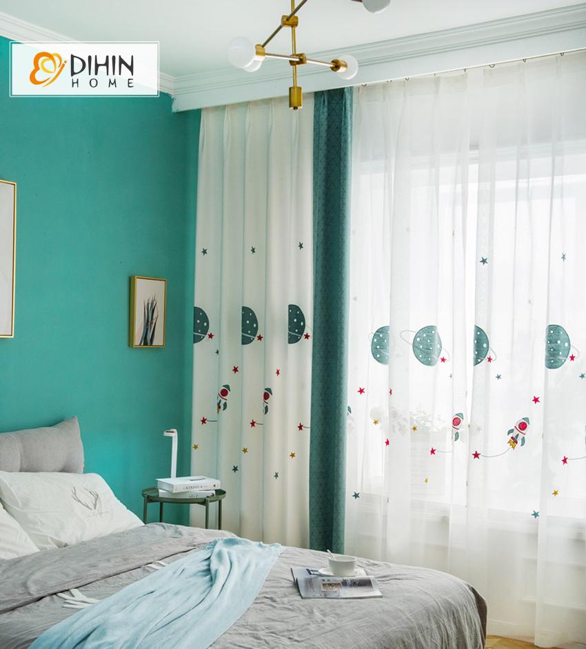 DIHIN HOME Cartoon Embroidered Spliced Curtains，Blackout Grommet Window Curtain for Living Room ,52x63-inch,1 Panel Roman Shades Curtains Window Blinds custom curtains blackout curtains curtains for living room sheer curtains curtain fabric linen curtains kitchen curtains velvet curtains pinch pleat curtains bay window curtains outdoor curtains pleated curtains floral curtains dining room curtains kitchen valances drapes for bedroom patio curtains nursery curtains grommet curtains