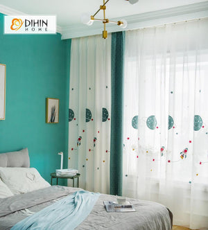 DIHIN HOME Cartoon Embroidered Spliced Curtains，Blackout Grommet Window Curtain for Living Room ,52x63-inch,1 Panel Roman Shades Curtains Window Blinds custom curtains blackout curtains curtains for living room sheer curtains curtain fabric linen curtains kitchen curtains velvet curtains pinch pleat curtains bay window curtains outdoor curtains pleated curtains floral curtains dining room curtains kitchen valances drapes for bedroom patio curtains nursery curtains grommet curtains