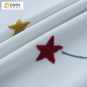 DIHIN HOME Cartoon Embroidered Spliced Curtains，Blackout Grommet Window Curtain for Living Room ,52x63-inch,1 Panel Roman Shades Curtains Window Blinds custom curtains blackout curtains curtains for living room sheer curtains curtain fabric linen curtains kitchen curtains velvet curtains pinch pleat curtains bay window curtains outdoor curtains pleated curtains floral curtains dining room curtains kitchen valances drapes for bedroom patio curtains nursery curtains grommet curtains
