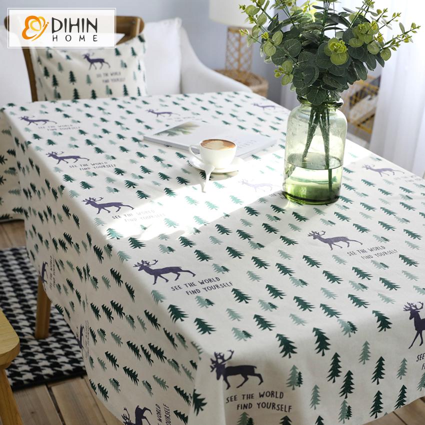 DIHIN HOME Cartoon Forest Deer Printed Tablecloth For Rectangle Tables,Custom Washed Linen Tablecloth,Handmade Rectangle Table Cover Roman Shades Curtains Window Blinds custom curtains blackout curtains curtains for living room sheer curtains curtain fabric linen curtains kitchen curtains velvet curtains pinch pleat curtains bay window curtains outdoor curtains pleated curtains floral curtains dining room curtains kitchen valances drapes for bedroom patio curtains nursery curtains grommet curtains