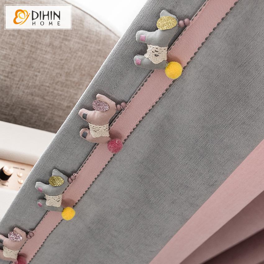 DIHIN HOME Cartoon Grey and Pink Curtains With Pony Toys,Blackout Grommet Window Curtain for Living Room ,52x63-inch,1 Panel Roman Shades Curtains Window Blinds custom curtains blackout curtains curtains for living room sheer curtains curtain fabric linen curtains kitchen curtains velvet curtains pinch pleat curtains bay window curtains outdoor curtains pleated curtains floral curtains dining room curtains kitchen valances drapes for bedroom patio curtains nursery curtains grommet curtains
