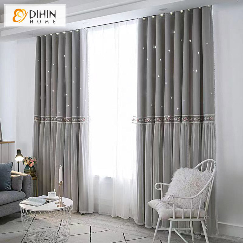 DIHIN HOME Cartoon Grey Color Curtains With Sheer Curtain Laces,Blackout Grommet Window Curtain for Living Room ,52x63-inch,1 Panel Roman Shades Curtains Window Blinds custom curtains blackout curtains curtains for living room sheer curtains curtain fabric linen curtains kitchen curtains velvet curtains pinch pleat curtains bay window curtains outdoor curtains pleated curtains floral curtains dining room curtains kitchen valances drapes for bedroom patio curtains nursery curtains grommet curtains