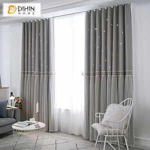 DIHIN HOME Cartoon Grey Color Curtains With Sheer Curtain Laces,Blackout Grommet Window Curtain for Living Room ,52x63-inch,1 Panel Roman Shades Curtains Window Blinds custom curtains blackout curtains curtains for living room sheer curtains curtain fabric linen curtains kitchen curtains velvet curtains pinch pleat curtains bay window curtains outdoor curtains pleated curtains floral curtains dining room curtains kitchen valances drapes for bedroom patio curtains nursery curtains grommet curtains