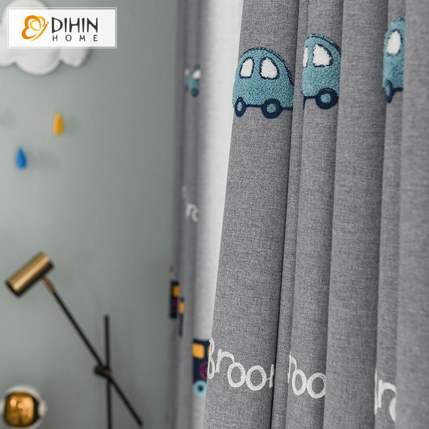 DIHIN HOME Cartoon Grey Color Embroidered Cars,Blackout Curtains Grommet Window Curtain for Living Room ,52x63-inch,1 Panel Roman Shades Curtains Window Blinds custom curtains blackout curtains curtains for living room sheer curtains curtain fabric linen curtains kitchen curtains velvet curtains pinch pleat curtains bay window curtains outdoor curtains pleated curtains floral curtains dining room curtains kitchen valances drapes for bedroom patio curtains nursery curtains grommet curtains