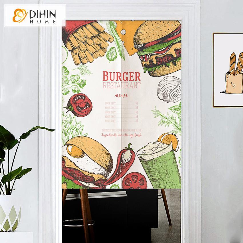 DIHIN HOME Cartoon Hamburger Printed Japanese Noren Doorway Curtain Tapestry,Cotton Linen,Door Way Curtain Door Hanging Tapestry,33.5''Wx59''L,1 Panel Roman Shades Window Curtains Curtains Window Blinds Curtains Drapes linen drapery curtains and drapes windows drapes custom curtains blackout curtains curtains for living room window shades sheer curtains curtain fabric window treatments custom drapery