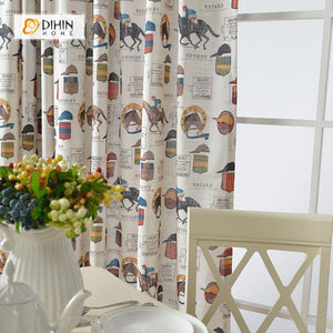 DIHIN HOME Cartoon Horse Racing Printed，Blackout Grommet Window Curtain for Living Room ,52x63-inch,1 Panel Roman Shades Curtains Window Blinds custom curtains blackout curtains curtains for living room sheer curtains curtain fabric linen curtains kitchen curtains velvet curtains pinch pleat curtains bay window curtains outdoor curtains pleated curtains floral curtains dining room curtains kitchen valances drapes for bedroom patio curtains nursery curtains grommet curtains