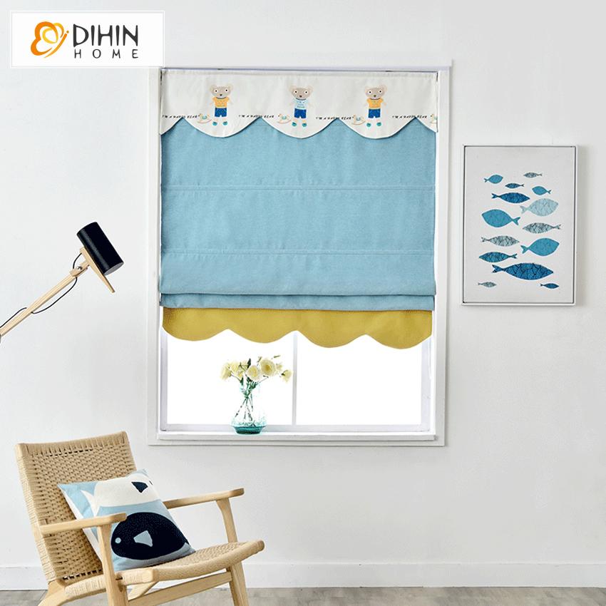 DIHIN HOME Cartoon Light Blue Bear Printed Roman Shades ,Easy Install Washable Curtains ,Customized Window Curtain Drape, 24"W X 64"H Roman Shades Curtains Window Blinds custom curtains blackout curtains curtains for living room sheer curtains curtain fabric linen curtains kitchen curtains velvet curtains pinch pleat curtains bay window curtains outdoor curtains pleated curtains floral curtains dining room curtains kitchen valances drapes for bedroom patio curtains nursery curtains grommet curtains