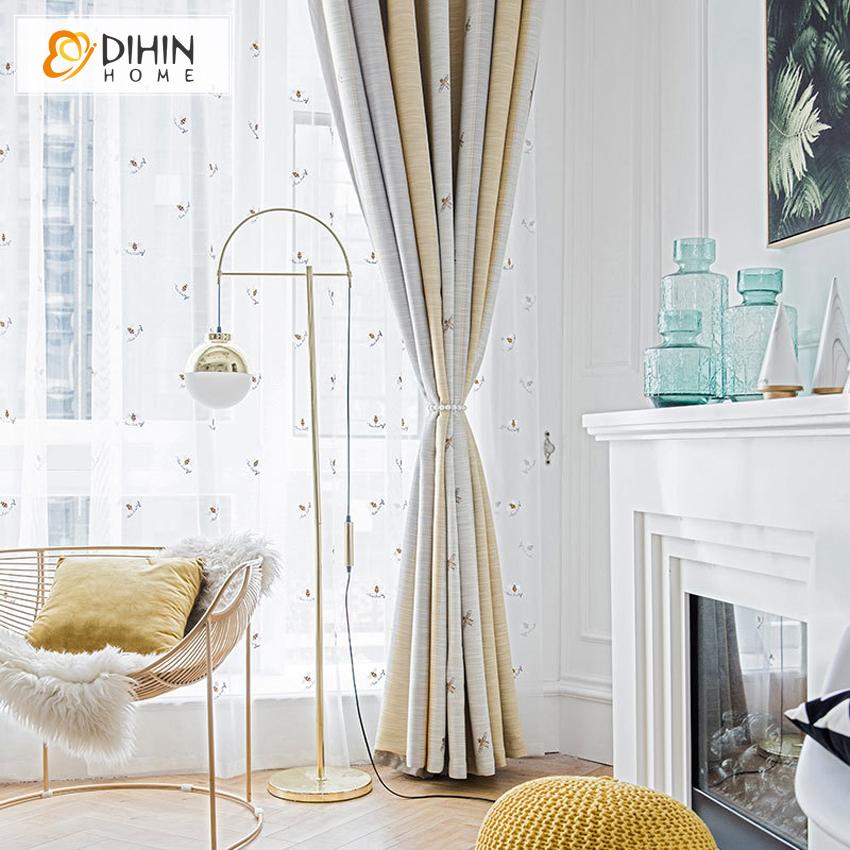 DIHIN HOME Cartoon Little Bee Embroidered,Blackout Grommet Window Curtain for Living Room ,52x63-inch,1 Panel Roman Shades Curtains Window Blinds custom curtains blackout curtains curtains for living room sheer curtains curtain fabric linen curtains kitchen curtains velvet curtains pinch pleat curtains bay window curtains outdoor curtains pleated curtains floral curtains dining room curtains kitchen valances drapes for bedroom patio curtains nursery curtains grommet curtains