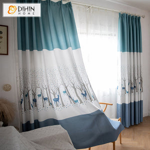 DIHIN HOME Cartoon Little Deer Printed,Blackout Grommet Window Curtain for Living Room ,52x63-inch,1 Panel Roman Shades Curtains Window Blinds custom curtains blackout curtains curtains for living room sheer curtains curtain fabric linen curtains kitchen curtains velvet curtains pinch pleat curtains bay window curtains outdoor curtains pleated curtains floral curtains dining room curtains kitchen valances drapes for bedroom patio curtains nursery curtains grommet curtains