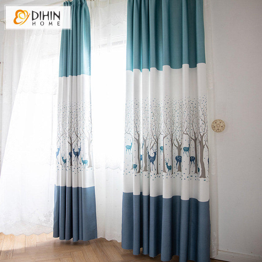 DIHIN HOME Cartoon Little Deer Printed,Blackout Grommet Window Curtain for Living Room ,52x63-inch,1 Panel Roman Shades Curtains Window Blinds custom curtains blackout curtains curtains for living room sheer curtains curtain fabric linen curtains kitchen curtains velvet curtains pinch pleat curtains bay window curtains outdoor curtains pleated curtains floral curtains dining room curtains kitchen valances drapes for bedroom patio curtains nursery curtains grommet curtains