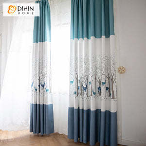 DIHIN HOME Cartoon Little Deer Printed,Blackout Grommet Window Curtain for Living Room ,52x63-inch,1 Panel Roman Shades Curtains Window Blinds custom curtains blackout curtains curtains for living room sheer curtains curtain fabric linen curtains kitchen curtains velvet curtains pinch pleat curtains bay window curtains outdoor curtains pleated curtains floral curtains dining room curtains kitchen valances drapes for bedroom patio curtains nursery curtains grommet curtains