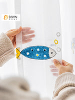 DIHIN HOME Cartoon Little Fish Embroidered,Grommet Window Sheer Curtain for Living Room ,52x63-inch,1 Panel Roman Shades Curtains Window Blinds custom curtains blackout curtains curtains for living room sheer curtains curtain fabric linen curtains kitchen curtains velvet curtains pinch pleat curtains bay window curtains outdoor curtains pleated curtains floral curtains dining room curtains kitchen valances drapes for bedroom patio curtains nursery curtains grommet curtains