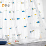 DIHIN HOME Cartoon Little Fish Embroidered,Grommet Window Sheer Curtain for Living Room ,52x63-inch,1 Panel Roman Shades Curtains Window Blinds custom curtains blackout curtains curtains for living room sheer curtains curtain fabric linen curtains kitchen curtains velvet curtains pinch pleat curtains bay window curtains outdoor curtains pleated curtains floral curtains dining room curtains kitchen valances drapes for bedroom patio curtains nursery curtains grommet curtains