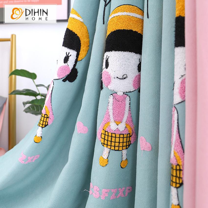 DIHIN HOME Cartoon Little Girls Embroidery Curtain,Blackout Curtains Grommet Window Curtain for Living Room ,52x84-inch,1 Panel Roman Shades Curtains Window Blinds custom curtains blackout curtains curtains for living room sheer curtains curtain fabric linen curtains kitchen curtains velvet curtains pinch pleat curtains bay window curtains outdoor curtains pleated curtains floral curtains dining room curtains kitchen valances drapes for bedroom patio curtains nursery curtains grommet curtains