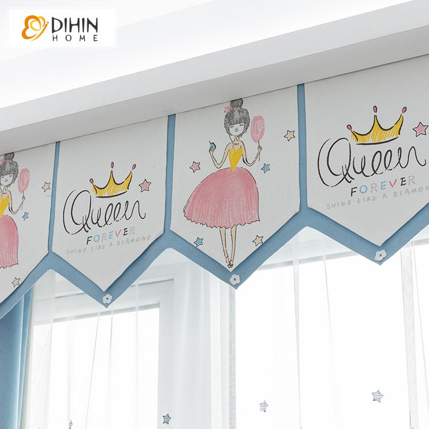 DIHIN HOME Cartoon Little Princess Blue and Pink Curtain With Valance,Blackout Curtains Grommet Window Curtain for Living Room ,52x84-inch,1 Panel Roman Shades Window Curtains Curtains Window Blinds Curtains Drapes linen drapery curtains and drapes windows drapes custom curtains blackout curtains curtains for living room window shades sheer curtains curtain fabric window treatments custom drapery