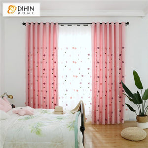 DIHIN HOME Cartoon Lovely Heart Embroidered,Blackout Grommet Window Curtain for Living Room ,52x63-inch,1 Panel Roman Shades Curtains Window Blinds custom curtains blackout curtains curtains for living room sheer curtains curtain fabric linen curtains kitchen curtains velvet curtains pinch pleat curtains bay window curtains outdoor curtains pleated curtains floral curtains dining room curtains kitchen valances drapes for bedroom patio curtains nursery curtains grommet curtains