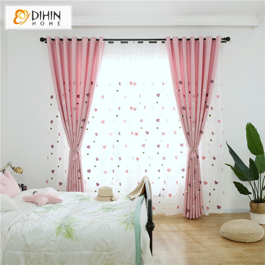 DIHIN HOME Cartoon Lovely Heart Embroidered,Blackout Grommet Window Curtain for Living Room ,52x63-inch,1 Panel Roman Shades Curtains Window Blinds custom curtains blackout curtains curtains for living room sheer curtains curtain fabric linen curtains kitchen curtains velvet curtains pinch pleat curtains bay window curtains outdoor curtains pleated curtains floral curtains dining room curtains kitchen valances drapes for bedroom patio curtains nursery curtains grommet curtains