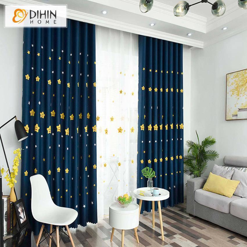 DIHIN HOME Cartoon Lovely Smile Embroidered Curtain ,Blackout Curtains Grommet Window Curtain for Living Room ,52x84-inch,1 Panel Roman Shades Curtains Window Blinds custom curtains blackout curtains curtains for living room sheer curtains curtain fabric linen curtains kitchen curtains velvet curtains pinch pleat curtains bay window curtains outdoor curtains pleated curtains floral curtains dining room curtains kitchen valances drapes for bedroom patio curtains nursery curtains grommet curtains