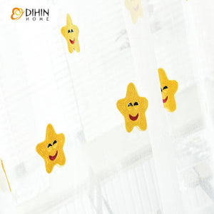 DIHIN HOME Cartoon Lovely Smile Embroidered Curtain ,Blackout Curtains Grommet Window Curtain for Living Room ,52x84-inch,1 Panel Roman Shades Curtains Window Blinds custom curtains blackout curtains curtains for living room sheer curtains curtain fabric linen curtains kitchen curtains velvet curtains pinch pleat curtains bay window curtains outdoor curtains pleated curtains floral curtains dining room curtains kitchen valances drapes for bedroom patio curtains nursery curtains grommet curtains