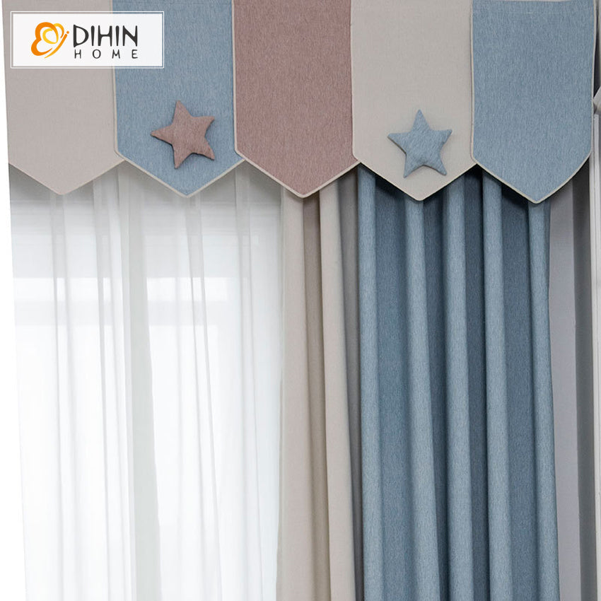 DIHIN HOME Cartoon Lovely Stars Colorful Striped Curtain With Valance,Blackout Curtains Grommet Window Curtain for Living Room ,52x84-inch,1 Panel Roman Shades Curtains Window Blinds custom curtains blackout curtains curtains for living room sheer curtains curtain fabric linen curtains kitchen curtains velvet curtains pinch pleat curtains bay window curtains outdoor curtains pleated curtains floral curtains dining room curtains kitchen valances drapes for bedroom patio curtains nursery curtains grommet curt