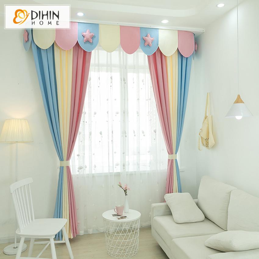 DIHIN HOME Cartoon Lucky Stars Colorful Curtain With Valance,Blackout Curtains Grommet Window Curtain for Living Room ,52x84-inch,1 Panel Roman Shades Curtains Window Blinds custom curtains blackout curtains curtains for living room sheer curtains curtain fabric linen curtains kitchen curtains velvet curtains pinch pleat curtains bay window curtains outdoor curtains pleated curtains floral curtains dining room curtains kitchen valances drapes for bedroom patio curtains nursery curtains grommet curtains