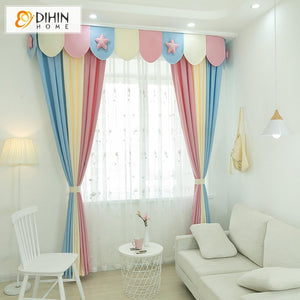 DIHIN HOME Cartoon Lucky Stars Colorful Curtain With Valance,Blackout Curtains Grommet Window Curtain for Living Room ,52x84-inch,1 Panel Roman Shades Curtains Window Blinds custom curtains blackout curtains curtains for living room sheer curtains curtain fabric linen curtains kitchen curtains velvet curtains pinch pleat curtains bay window curtains outdoor curtains pleated curtains floral curtains dining room curtains kitchen valances drapes for bedroom patio curtains nursery curtains grommet curtains
