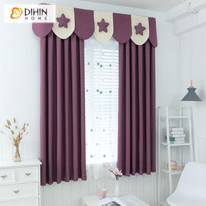 DIHIN HOME Cartoon Lucky Stars Purple Curtain With Valance,Blackout Curtains Grommet Window Curtain for Living Room ,52x84-inch,1 Panel Roman Shades Curtains Window Blinds custom curtains blackout curtains curtains for living room sheer curtains curtain fabric linen curtains kitchen curtains velvet curtains pinch pleat curtains bay window curtains outdoor curtains pleated curtains floral curtains dining room curtains kitchen valances drapes for bedroom patio curtains nursery curtains grommet curtains