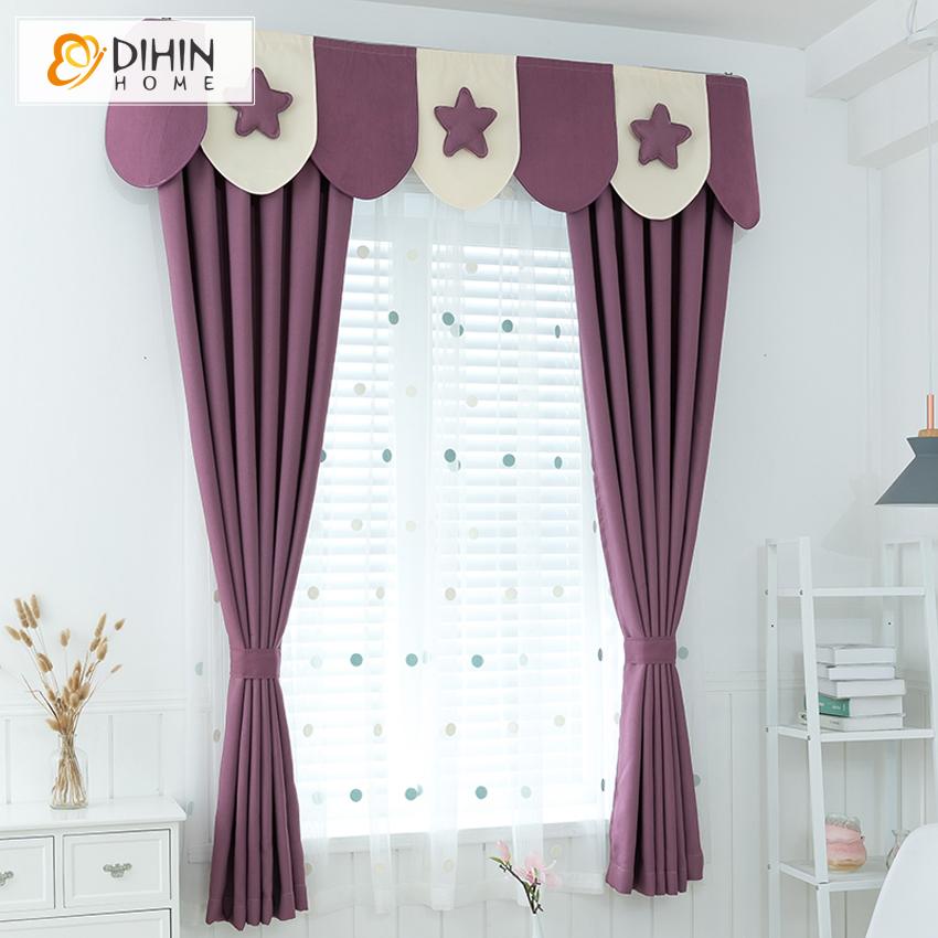 DIHIN HOME Cartoon Lucky Stars Purple Curtain With Valance,Blackout Curtains Grommet Window Curtain for Living Room ,52x84-inch,1 Panel Roman Shades Curtains Window Blinds custom curtains blackout curtains curtains for living room sheer curtains curtain fabric linen curtains kitchen curtains velvet curtains pinch pleat curtains bay window curtains outdoor curtains pleated curtains floral curtains dining room curtains kitchen valances drapes for bedroom patio curtains nursery curtains grommet curtains