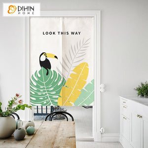 DIHIN HOME Cartoon Parrot Printed Japanese Noren Doorway Curtain Tapestry,Cotton Linen,Door Way Curtain Door Hanging Tapestry,33.5''Wx59''L,1 Panel Roman Shades Window Curtains Curtains Window Blinds Curtains Drapes linen drapery curtains and drapes windows drapes custom curtains blackout curtains curtains for living room window shades sheer curtains curtain fabric window treatments custom drapery
