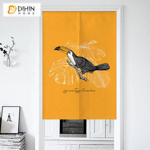DIHIN HOME Cartoon Parrot Printed Japanese Noren Doorway Curtain Tapestry,Cotton Linen,Door Way Curtain Door Hanging Tapestry,33.5''Wx59''L,1 Panel Roman Shades Window Curtains Curtains Window Blinds Curtains Drapes linen drapery curtains and drapes windows drapes custom curtains blackout curtains curtains for living room window shades sheer curtains curtain fabric window treatments custom drapery