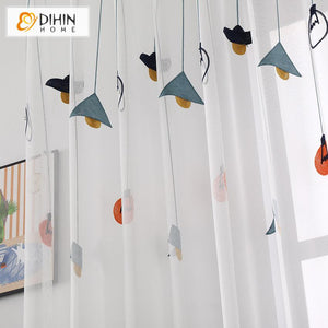 DIHIN HOME Cartoon Pendent Lamp Embroidered,Sheer Curtain,Grommet Window Curtain for Living Room ,52x63-inch,1 Panel Roman Shades Curtains Window Blinds custom curtains blackout curtains curtains for living room sheer curtains curtain fabric linen curtains kitchen curtains velvet curtains pinch pleat curtains bay window curtains outdoor curtains pleated curtains floral curtains dining room curtains kitchen valances drapes for bedroom patio curtains nursery curtains grommet curtains