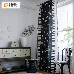 DIHIN HOME Cartoon Piano Printed Curtains With Lace ,Blackout Grommet Window Curtain for Living Room ,52x63-inch,1 Panel Roman Shades Curtains Window Blinds custom curtains blackout curtains curtains for living room sheer curtains curtain fabric linen curtains kitchen curtains velvet curtains pinch pleat curtains bay window curtains outdoor curtains pleated curtains floral curtains dining room curtains kitchen valances drapes for bedroom patio curtains nursery curtains grommet curtains