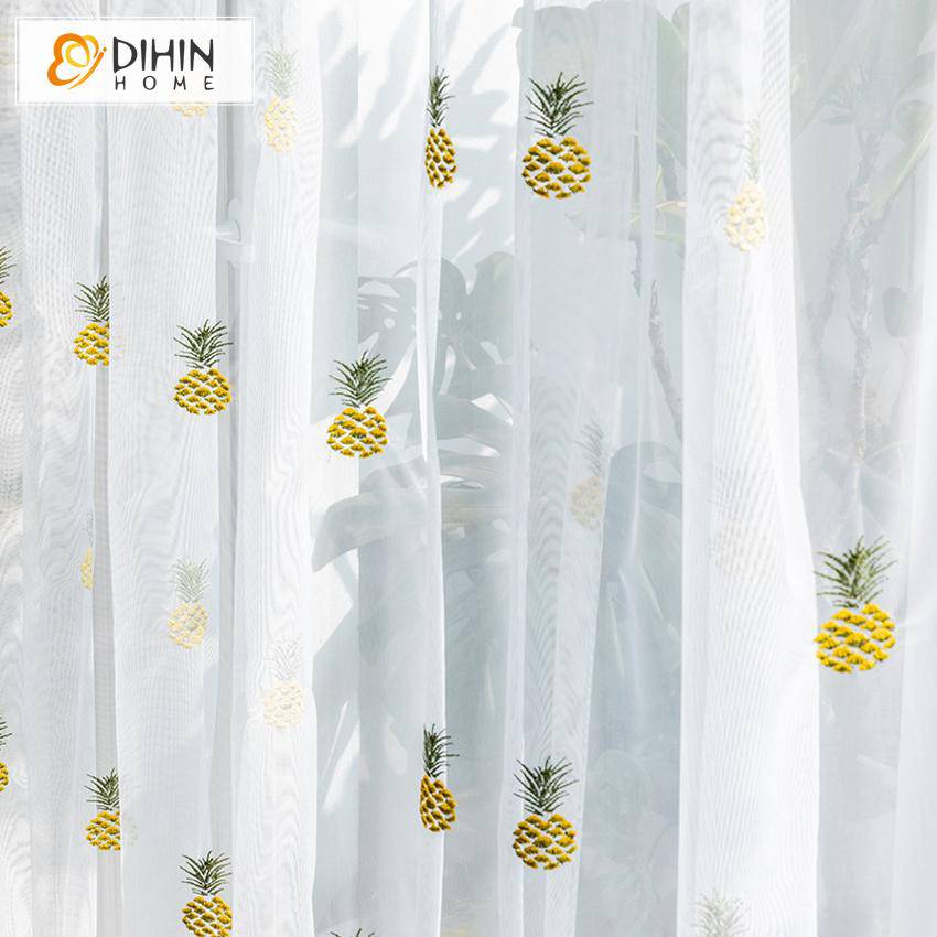 DIHIN HOME Cartoon Pineapple Emboridered,Blackout Grommet Window Curtain for Living Room ,52x63-inch,1 Panel Roman Shades Curtains Window Blinds custom curtains blackout curtains curtains for living room sheer curtains curtain fabric linen curtains kitchen curtains velvet curtains pinch pleat curtains bay window curtains outdoor curtains pleated curtains floral curtains dining room curtains kitchen valances drapes for bedroom patio curtains nursery curtains grommet curtains