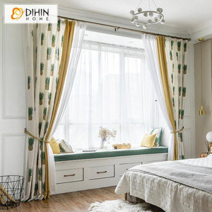 DIHIN HOME Cartoon Pineapple Printed Spliced Curtains，Blackout Grommet Window Curtain for Living Room ,52x63-inch,1 Panel Roman Shades Curtains Window Blinds custom curtains blackout curtains curtains for living room sheer curtains curtain fabric linen curtains kitchen curtains velvet curtains pinch pleat curtains bay window curtains outdoor curtains pleated curtains floral curtains dining room curtains kitchen valances drapes for bedroom patio curtains nursery curtains grommet curtains