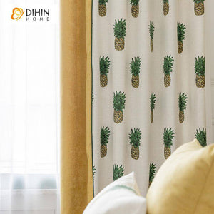 DIHIN HOME Cartoon Pineapple Printed Spliced Curtains，Blackout Grommet Window Curtain for Living Room ,52x63-inch,1 Panel Roman Shades Curtains Window Blinds custom curtains blackout curtains curtains for living room sheer curtains curtain fabric linen curtains kitchen curtains velvet curtains pinch pleat curtains bay window curtains outdoor curtains pleated curtains floral curtains dining room curtains kitchen valances drapes for bedroom patio curtains nursery curtains grommet curtains