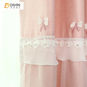 DIHIN HOME Cartoon Pink Bee Pattern Embroidered Curtain ,Blackout Curtains Grommet Window Curtain for Living Room ,52x84-inch,1 Panel Roman Shades Curtains Window Blinds custom curtains blackout curtains curtains for living room sheer curtains curtain fabric linen curtains kitchen curtains velvet curtains pinch pleat curtains bay window curtains outdoor curtains pleated curtains floral curtains dining room curtains kitchen valances drapes for bedroom patio curtains nursery curtains grommet curtains