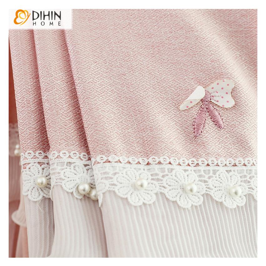 DIHIN HOME Cartoon Pink Bee Pattern Embroidered Curtain ,Blackout Curtains Grommet Window Curtain for Living Room ,52x84-inch,1 Panel Roman Shades Curtains Window Blinds custom curtains blackout curtains curtains for living room sheer curtains curtain fabric linen curtains kitchen curtains velvet curtains pinch pleat curtains bay window curtains outdoor curtains pleated curtains floral curtains dining room curtains kitchen valances drapes for bedroom patio curtains nursery curtains grommet curtains