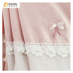 DIHIN HOME Cartoon Pink Bee Pattern Embroidered Curtain ,Blackout Curtains Grommet Window Curtain for Living Room ,52x84-inch,1 Panel Roman Shades Curtains Window Blinds custom curtains blackout curtains curtains for living room sheer curtains curtain fabric linen curtains kitchen curtains velvet curtains pinch pleat curtains bay window curtains outdoor curtains pleated curtains floral curtains dining room curtains kitchen valances drapes for bedroom patio curtains nursery curtains grommet curtains