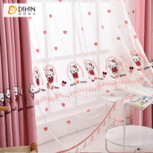 DIHIN HOME Cartoon Pink Cat Embroidered,Blackout Grommet Window Curtain for Living Room ,52x63-inch,1 Panel Roman Shades Curtains Window Blinds custom curtains blackout curtains curtains for living room sheer curtains curtain fabric linen curtains kitchen curtains velvet curtains pinch pleat curtains bay window curtains outdoor curtains pleated curtains floral curtains dining room curtains kitchen valances drapes for bedroom patio curtains nursery curtains grommet curtains